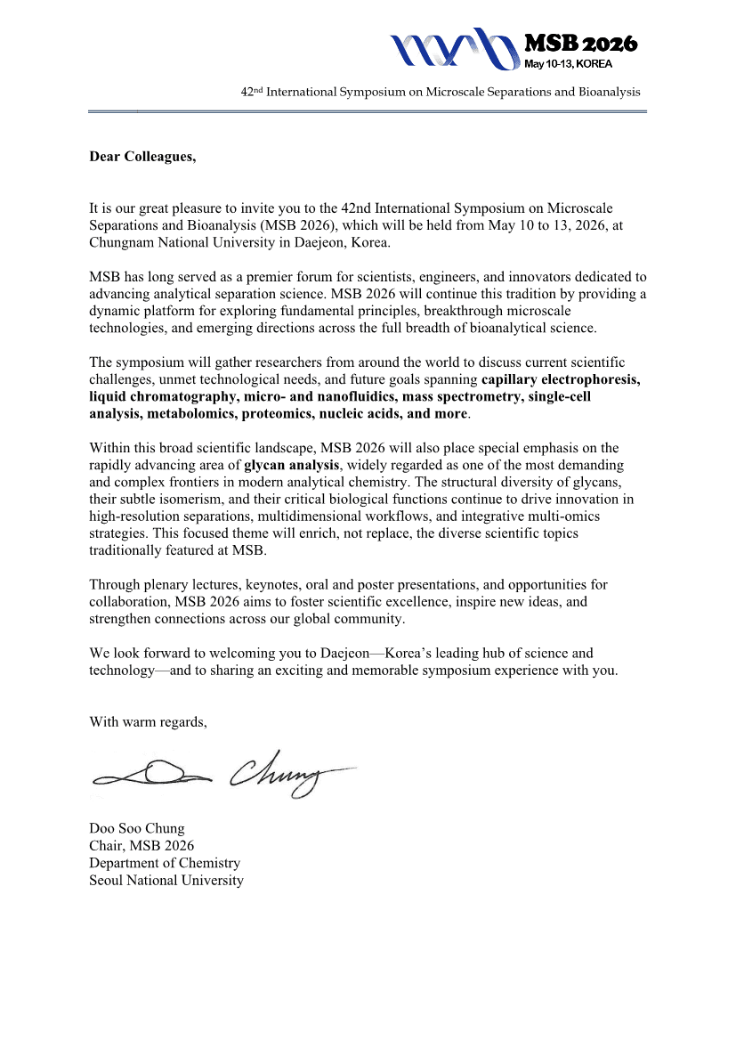 Welcome Message from MSB 2026